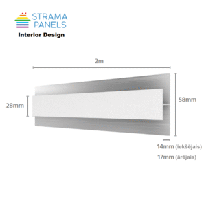 Alumīnija savienojuma profils H (2m) (White G PP A), Strama Panels