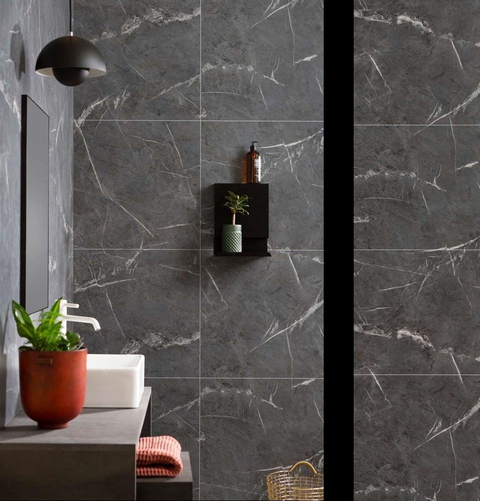 Fibo mitrumizturīgs apdares panelis, Melns marmors, 2400x620x10mm