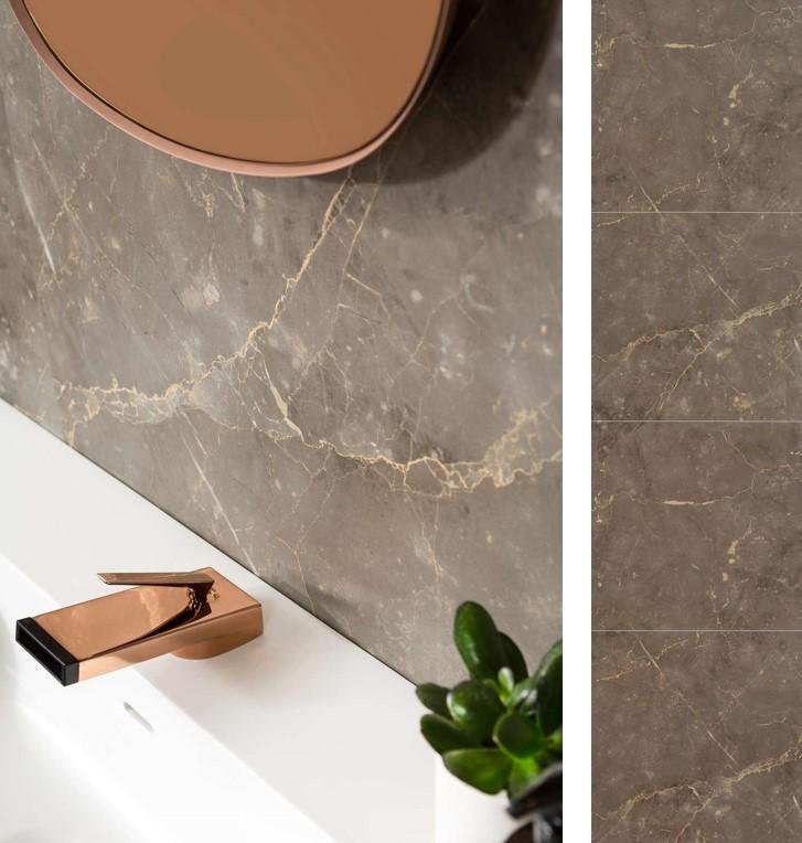 Fibo mitrumizturīgs apdares panelis, Zeltīti brūns marmors, 2400x620x10mm