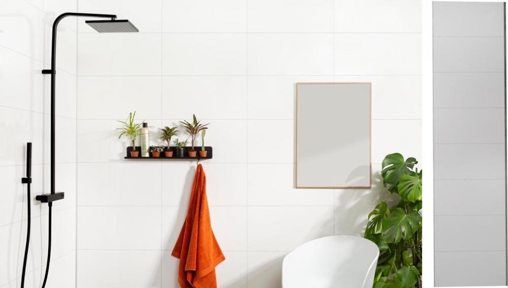 Fibo mitrumizturīgs apdares panelis, Balts-flīžu raksts, 2400x620x10mm