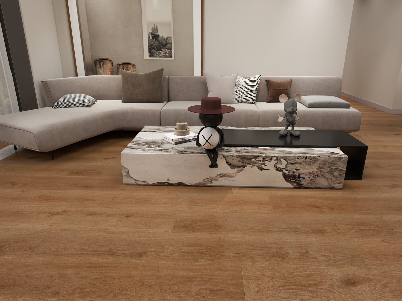 VINILA GRĪDAS SEGUMS - Warm honey oak VF598 / 5,5 x 228 x 1220 mm 33. klase - Image 4